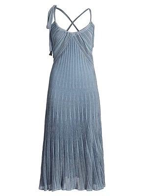 Cascadian Ribbed Metallic Midi-Dress