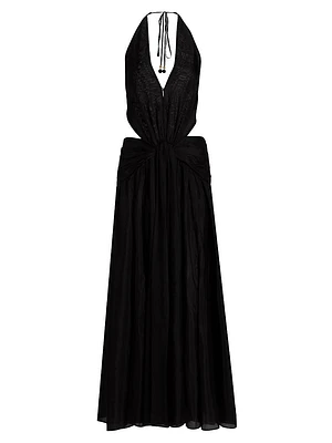 Rhiannon Plunge Halter Maxi Dress