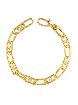 Hoopla 24K Yellow Gold & 0.77 TCW Diamond Oval-Link Chain Bracelet