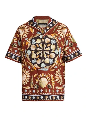 Seashell Print Short-Sleeve Shirt