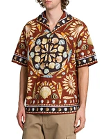 Seashell Print Short-Sleeve Shirt