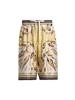 Seashell Print Silk Shorts