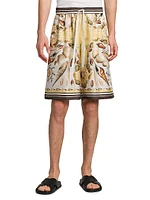 Seashell Print Silk Shorts