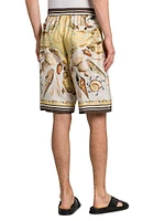 Seashell Print Silk Shorts