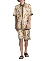 Seashell Print Silk Shorts