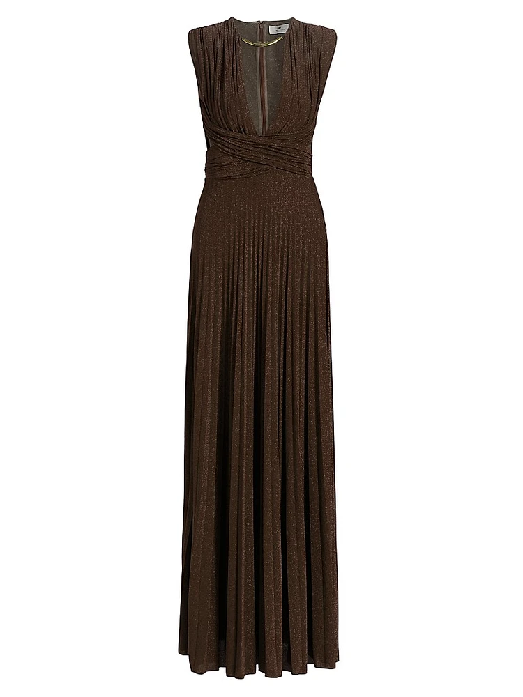 Pleated Jersey Cut-Out Gown