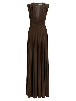 Pleated Jersey Cut-Out Gown