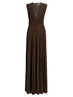 Pleated Jersey Cut-Out Gown