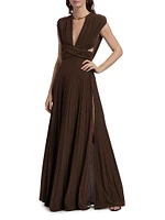 Pleated Jersey Cut-Out Gown