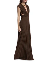 Pleated Jersey Cut-Out Gown