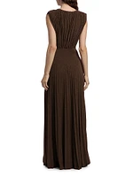 Pleated Jersey Cut-Out Gown
