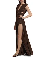 Pleated Jersey Cut-Out Gown