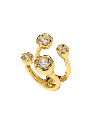 Asterales 14K-Gold-Plated & Cubic Zirconia Open Ring
