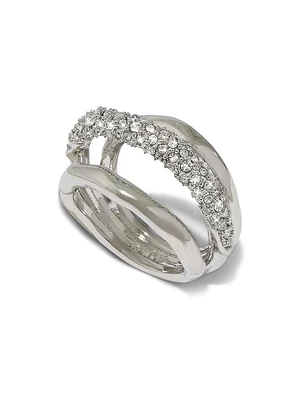 Solanales Orbiting Rhodium-Plated & Glass Crystal Ring
