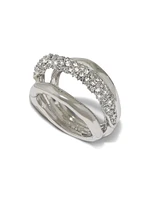 Solanales Orbiting Rhodium-Plated & Glass Crystal Ring