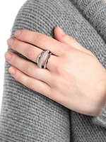 Solanales Orbiting Rhodium-Plated & Glass Crystal Ring
