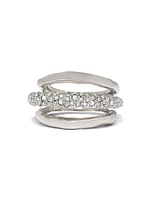 Solanales Orbiting Rhodium-Plated & Glass Crystal Ring