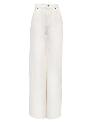 High-Rise Straight Twill Pants