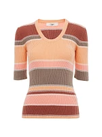Striped Rib-Knit Cotton Top