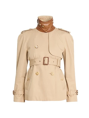 Canvas Leather-Accented Trench Jacket