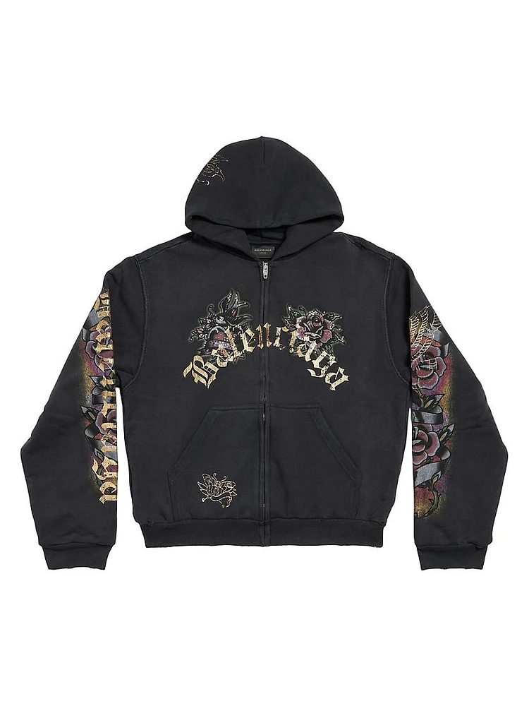 Tacky Tattoo Zip-Up Small Fit Hoodie