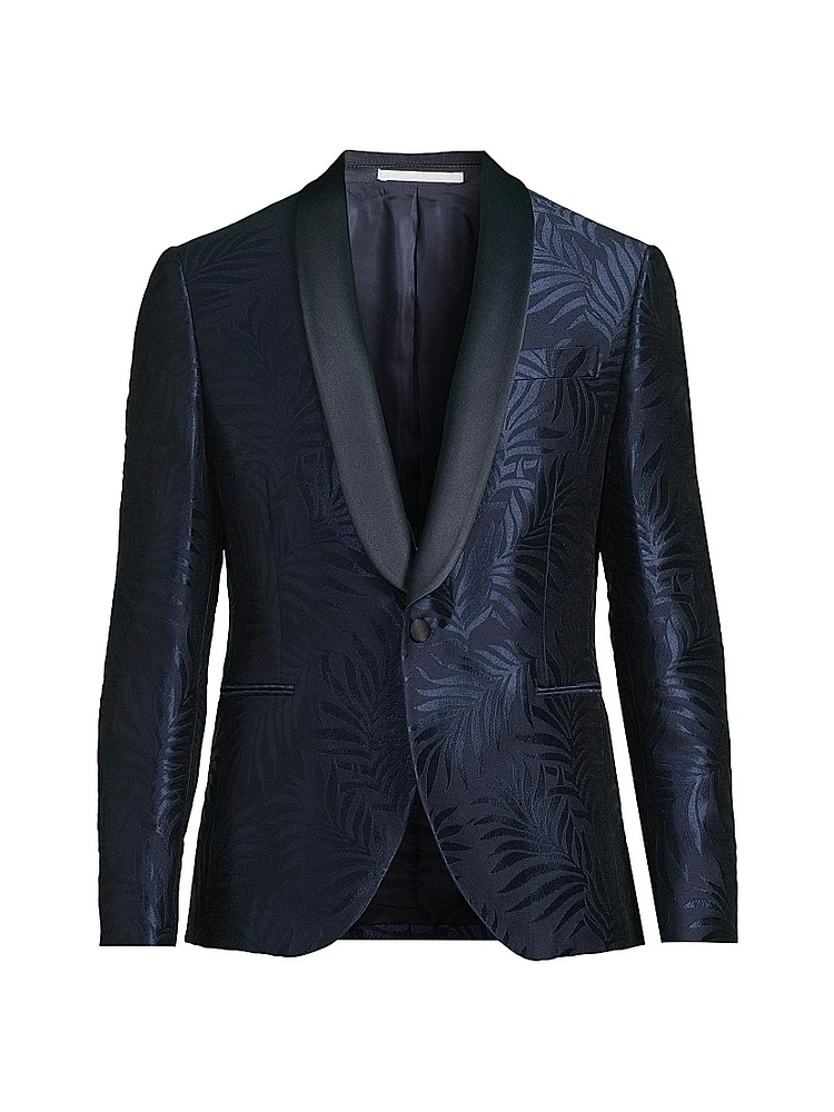 Leaf Print Satin Dinner Jacket