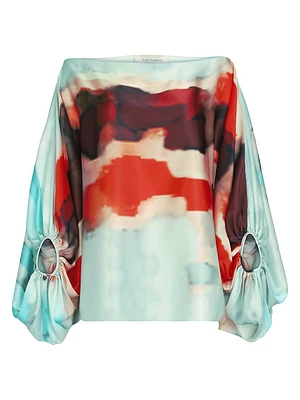Bellagio Silk Off-The-Shoulder Blouse