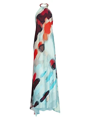 Zeffa Stretch Silk Maxi Dress