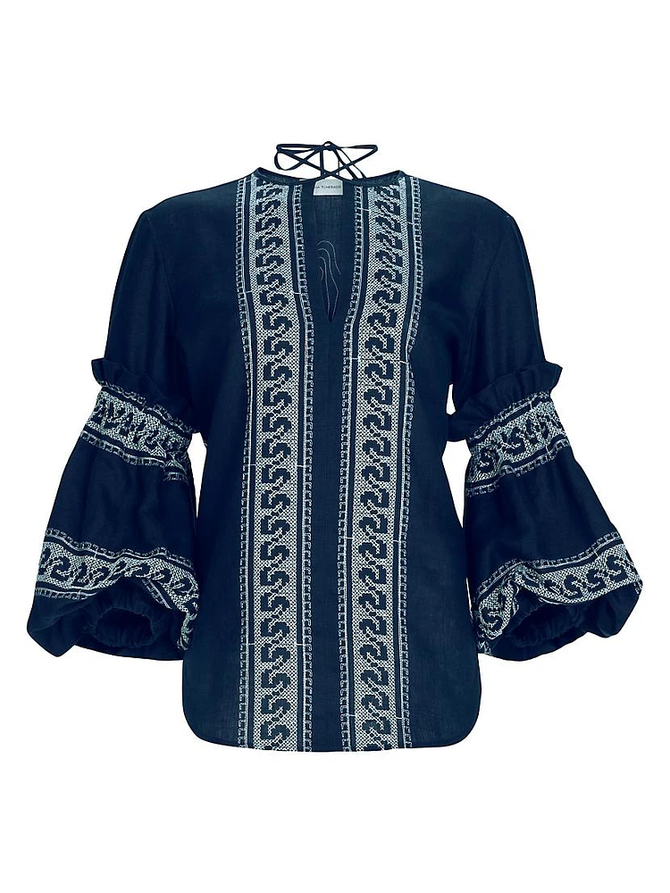 Lucaya Embroidered Linen Blouse