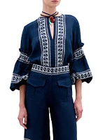 Lucaya Embroidered Linen Blouse