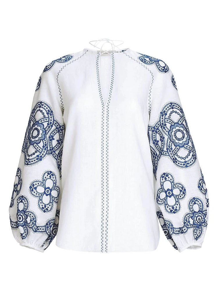 Molveno Embroidered Linen Blouse