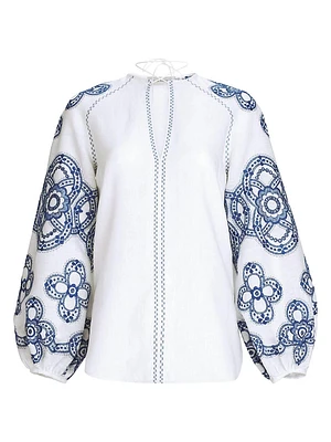 Molveno Embroidered Linen Blouse
