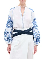 Molveno Embroidered Linen Blouse
