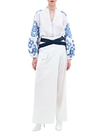 Molveno Embroidered Linen Blouse