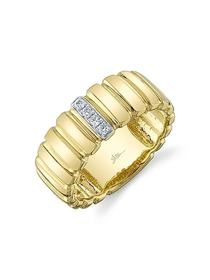 Kate 14K Yellow Gold & 0.07 TCW Diamond Fluted Band