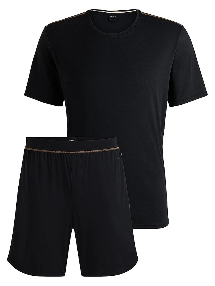 Stretch-Jersey Pajamas with Overlock Stitching