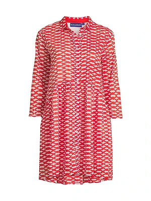 Deauville Printed Cotton Mini-Shirtdress