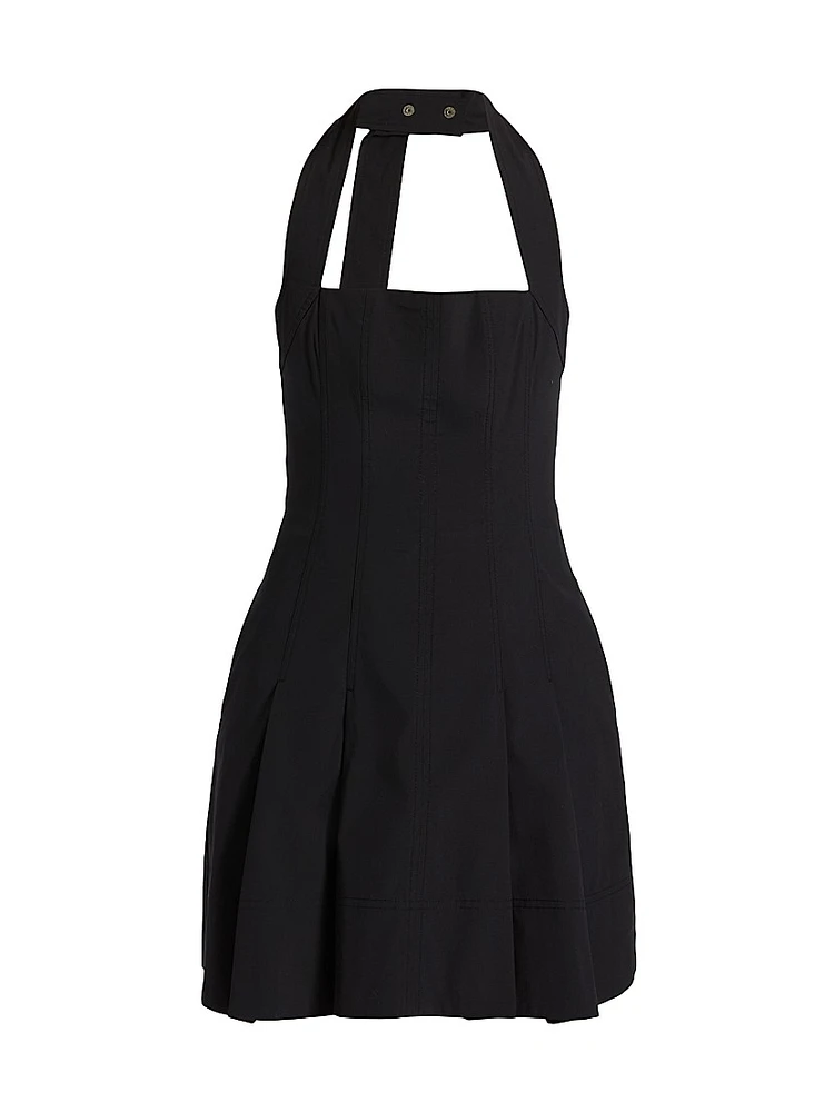 Nat Halterneck Stretch Cotton Minidress