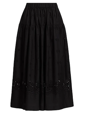 Jay Embroidered Cotton Midi-Skirt
