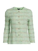 Tailored Soft Plaid Textured Knit Jacket