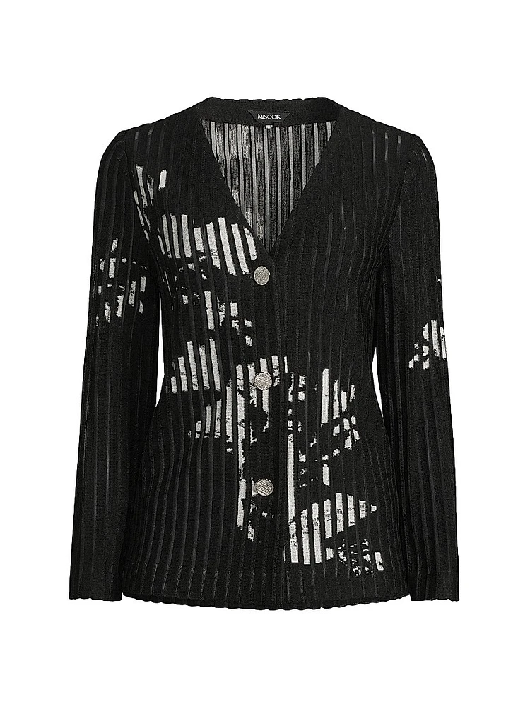 Relaxed Sheer Striped Soft Knit Jacket