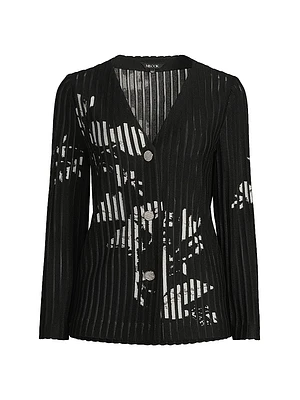 Relaxed Sheer Striped Soft Knit Jacket