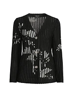 Relaxed Sheer Striped Soft Knit Jacket