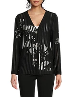 Relaxed Sheer Striped Soft Knit Jacket