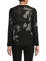 Relaxed Sheer Striped Soft Knit Jacket
