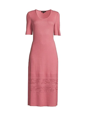 A-Line Ribbed-Knit Midi-Dress