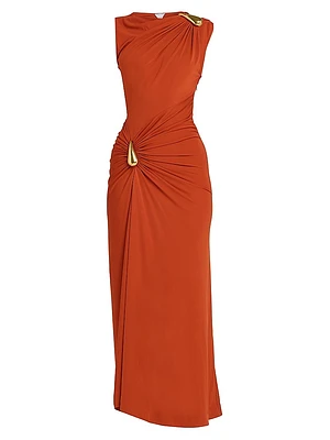 Hardware-Accented Crepe Jersey Maxi Dress
