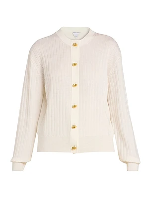 Rib-Knit Wool Cardigan