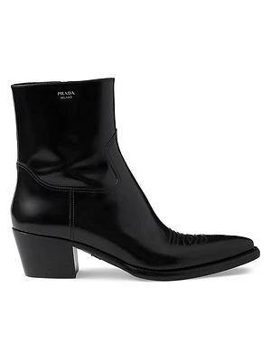Brushed Leather Booties