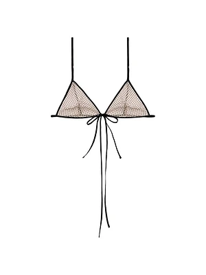 Polka-Dot Silk Chiffon Bra Top